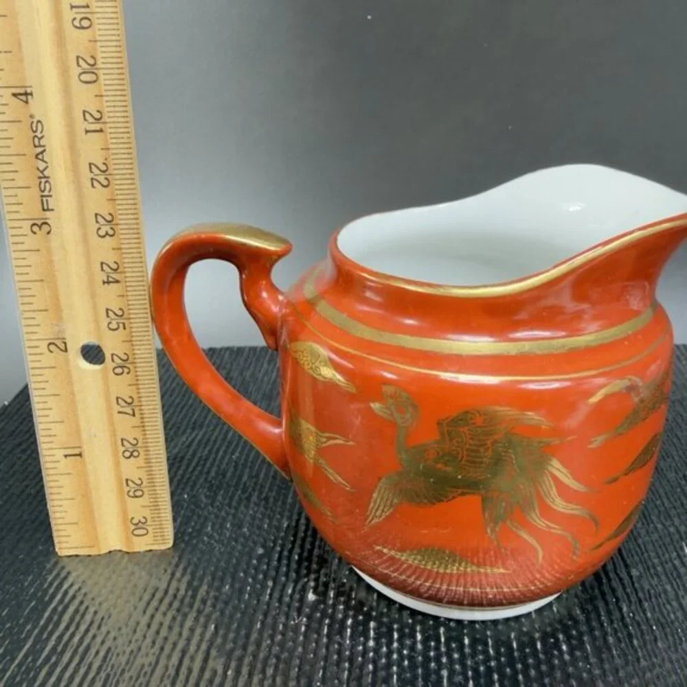 Japanese Eiraku Eggshell Sugar And Creamer Set‎ Phoenix Dragon Pattern Antique